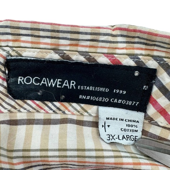 Rockawear Plaid Embroidered Pocket Long Sleeve Button-Down Shirt 3X - Picture 5 of 9